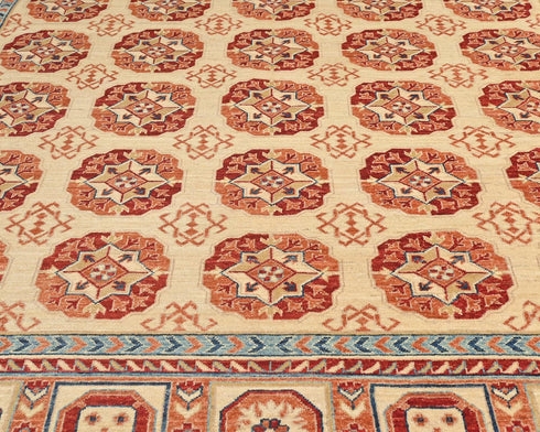 8x10 Beige Aryana Afghan Hand Knotted Veg Dye Wool Area Rug